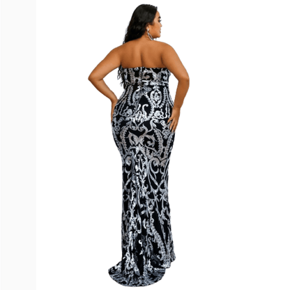 Cap Point Naella Plus Size Floor Length Sequins Bustier Tube Dress
