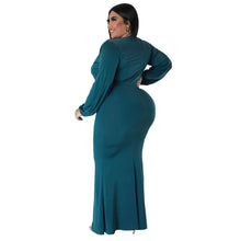 Load image into Gallery viewer, Cap Point Natalie Long Sleeve V Neck Irregular Elegant Plus Size Maxi Dress
