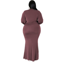 Load image into Gallery viewer, Cap Point Natalie Long Sleeve V Neck Irregular Elegant Plus Size Maxi Dress
