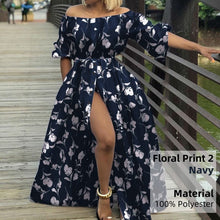 Load image into Gallery viewer, Cap Point Navy 2 / S Carla Sexy Off Shoulder High Split Maxi Dress
