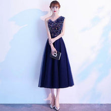 Load image into Gallery viewer, Cap Point Navy blue / 2XL / C Salome Shoulder Long Style Banquet Evening Dress
