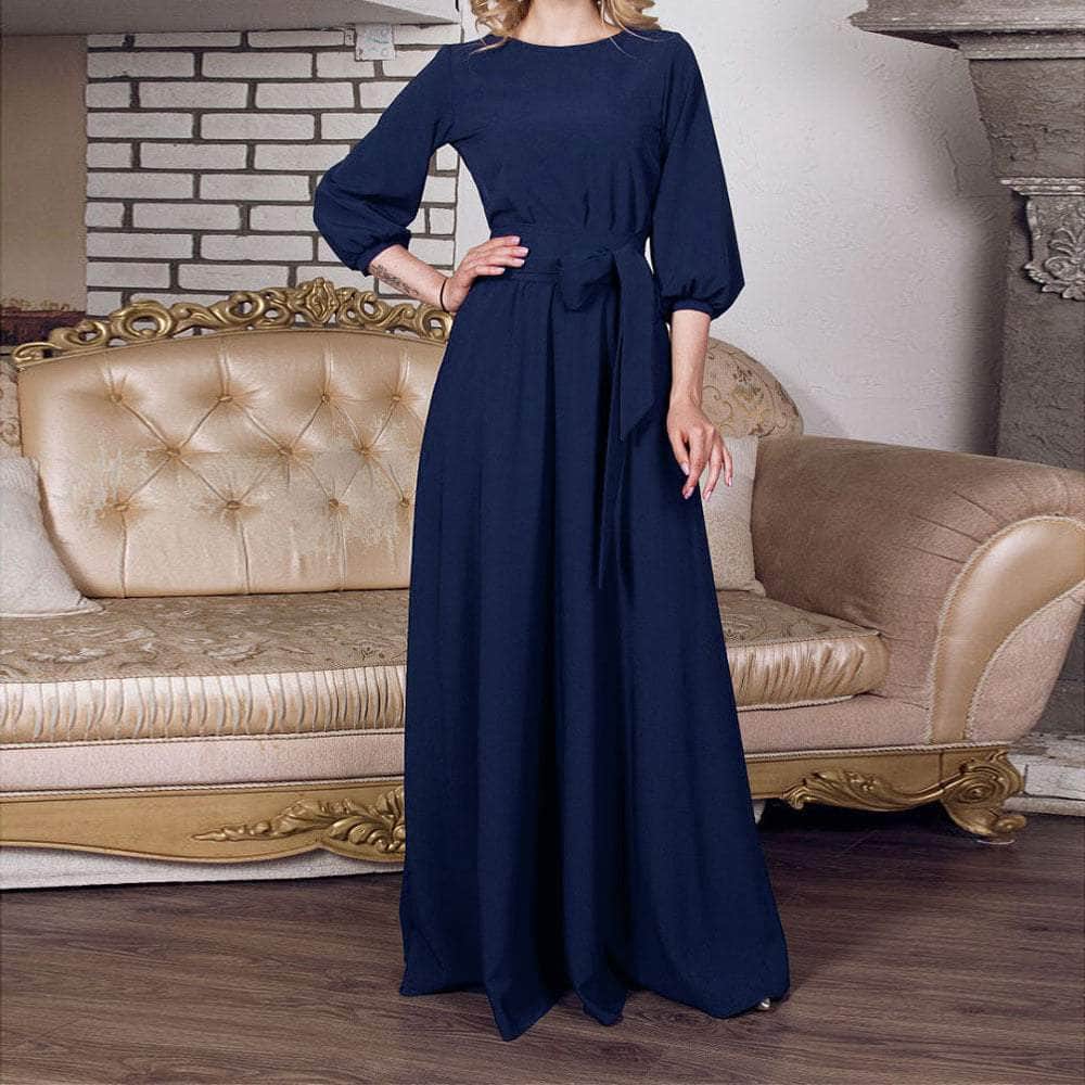 Cap Point Navy Blue / 3XL Rachel solid evening dress