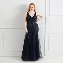 Load image into Gallery viewer, Cap Point Navy Blue / 3XL Salome sequins Banquet Evening Dress
