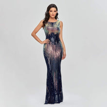 Load image into Gallery viewer, Cap Point Navy Blue / 4 Elegant Shinning Sleeveless O-neck Evening Party Dress
