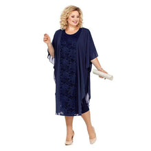 Load image into Gallery viewer, Cap Point Navy blue / 16W On Point Lace Mother Of The Bride Dress
