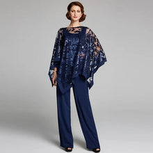Load image into Gallery viewer, Cap Point Navy Blue / 8 Cheryl Mother Of The Bride Pantsuit With Lace Sequin Jacket

