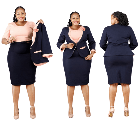 Cap Point Navy Blue / 8 New Luxurious Color Block Zuri Dress Blazer Set