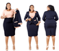 Cap Point Navy Blue / 8 New Luxurious Color Block Zuri Dress Blazer Set