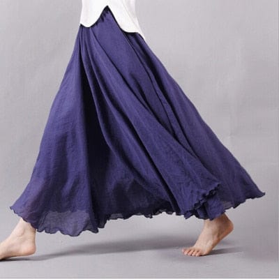 Cap Point Navy Blue / M Bohemian Beach Empire A-line Pleated Maxi Skirt