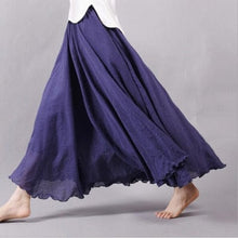 Load image into Gallery viewer, Cap Point Navy Blue / M Bohemian Beach Empire A-line Pleated Maxi Skirt
