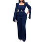 Cap Point Navy Blue / S Bibiche Cloak Sleeve Square Neck Sheath One-Piece Jumpsuit