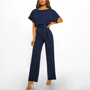 Cap Point Navy Blue / S Francisca Sexy Belted Jumpsuits