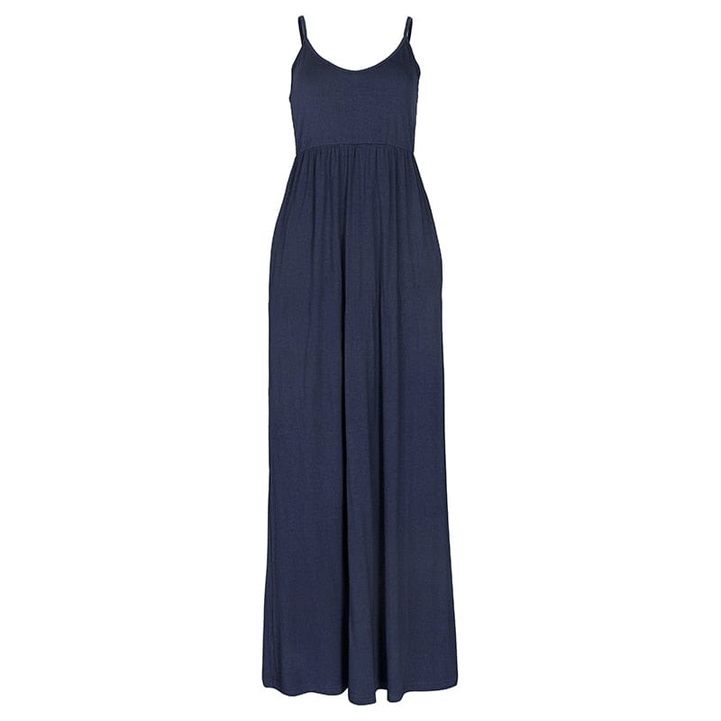 Cap Point Navy Blue / S Melania Loose Boho Spaghetti Strap Sleeveless Maxi Dress