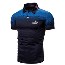 Load image into Gallery viewer, Cap Point Navy Blue / S Mens Printed short-sleeved polo shirt
