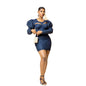 Cap Point Navy blue / S Sexy Round Neck Solid Puff Sleeve Mini Dress