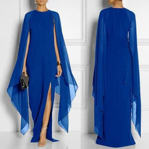 Cap Point Navy Blue / S Zelle Elegant Chiffon Patchwork Long Sleeve Loose Dress