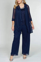 Load image into Gallery viewer, Cap Point Navy Blue / XL Francine Plus Size Chiffon Mother of the Bride Pant Set
