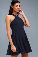 Load image into Gallery viewer, Cap Point Navy Blue / XS Summer Style Cute Women Sexy Halter Dress
