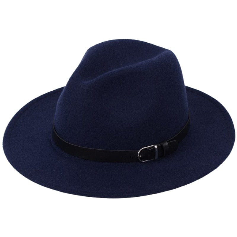 Cap Point Navy Classic British Fedora Men Women Woolen Winter Felt Jazz Hat