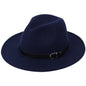 Cap Point Navy Classic British Fedora Men Women Woolen Winter Felt Jazz Hat