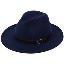 Load image into Gallery viewer, Cap Point Navy Classic British Fedora Men Women Woolen Winter Felt Jazz Hat
