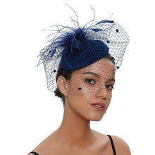Load image into Gallery viewer, Cap Point Navy Mirva Chic Cocktail Wedding Party Church Headpiec Hat Fascinators

