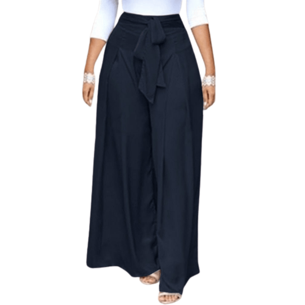 Cap Point Navy / S Fashion High Waist Loose Bow Tie Oversized Summer Wide Leg Pants