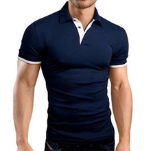 Load image into Gallery viewer, Cap Point Navy white / XXS Cody Summer Stritching Men&#39;s Shorts Sleeve Polo
