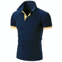 Load image into Gallery viewer, Cap Point Navy yellow / XXS Cody Summer Stritching Men&#39;s Shorts Sleeve Polo
