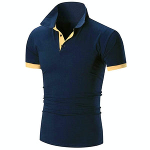 Cap Point Navy yellow / XXS Cody Summer Stritching Men's Shorts Sleeve Polo