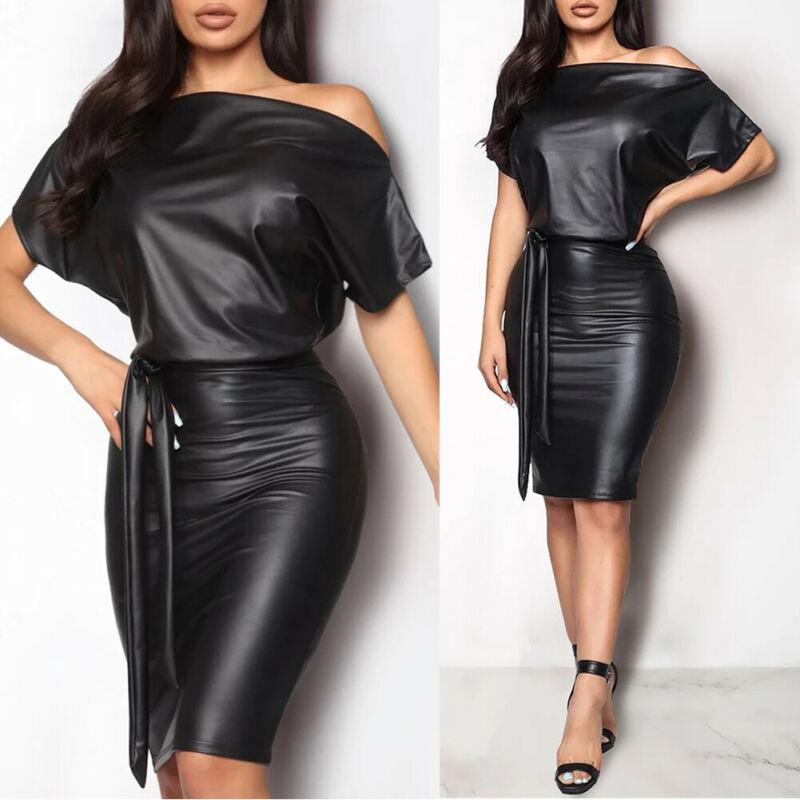 Cap Point New Elegant  PU Leather Formal Dress
