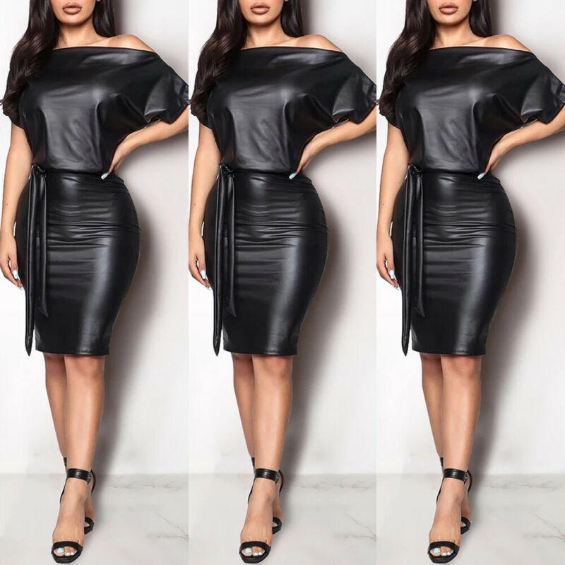 Cap Point New Elegant  PU Leather Formal Dress