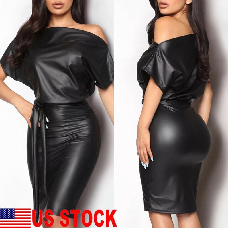 Cap Point New Elegant  PU Leather Formal Dress