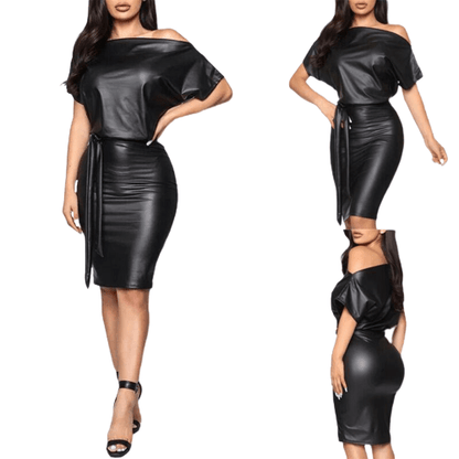Cap Point New Elegant  PU Leather Formal Dress