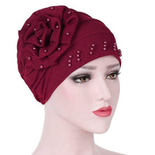 Load image into Gallery viewer, Cap Point New Fashion Ruffle Beaded Solid Scarf Cap

