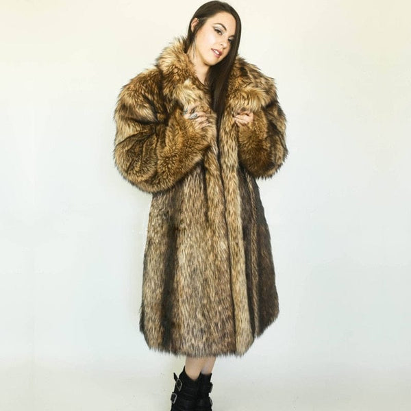 Cap Point New long warm windbreaker winter fur coat