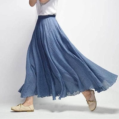 Cap Point Niagara Blue / M Bohemian Beach Empire A-line Pleated Maxi Skirt