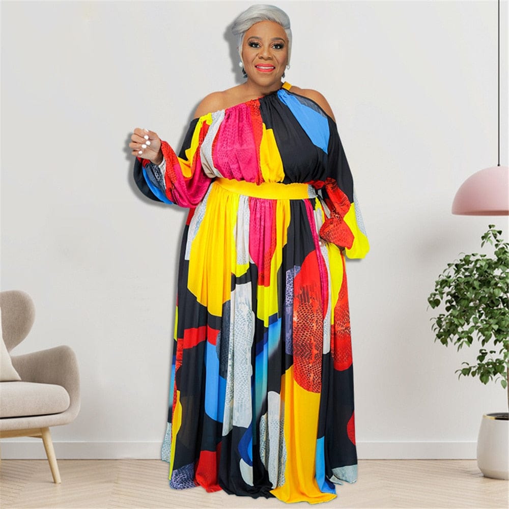 Cap Point Oleya Off-the Shoulder Loose Elegant Maxi Dress