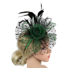 Load image into Gallery viewer, Cap Point Olive green Pamela Bridal Wedding Party Fascinator Veil Hat
