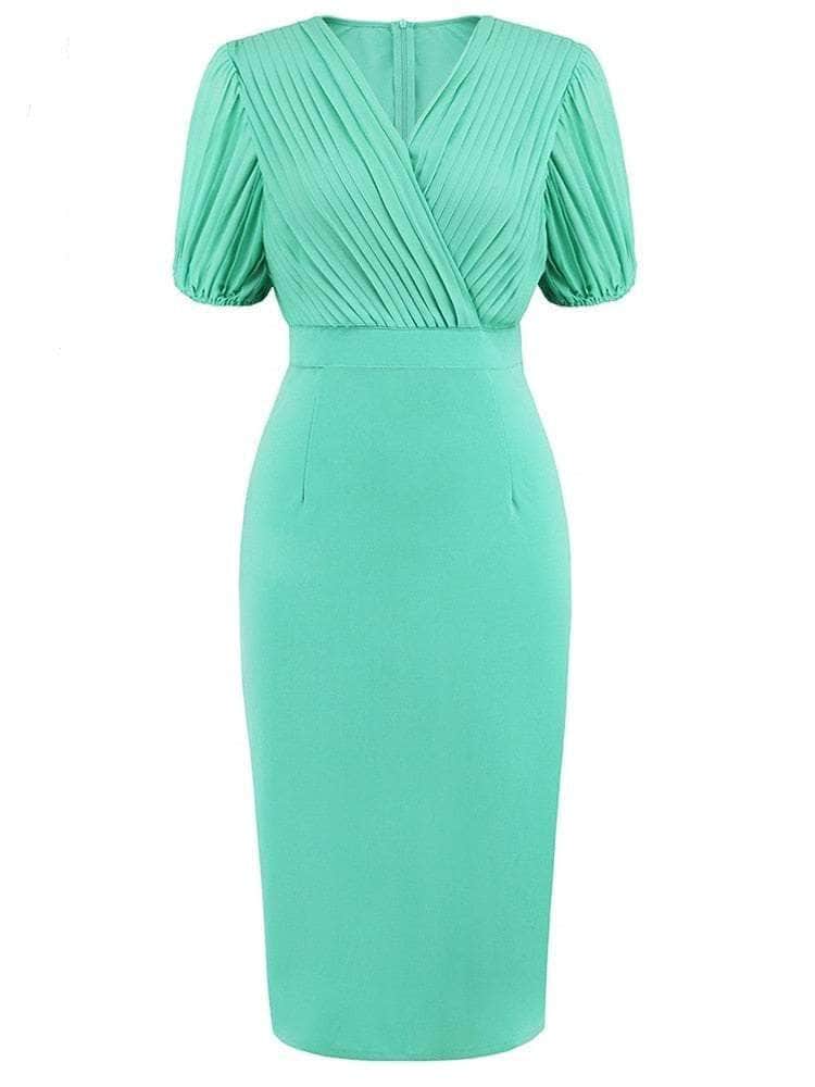 Cap Point Olivia Gorgeous Pencil Short Sleeve Bodycon Vintage Wrap Bodycon Dress