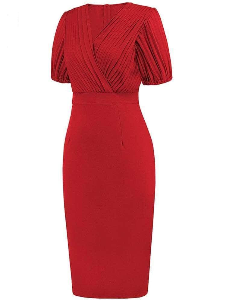 Cap Point Olivia Gorgeous Pencil Short Sleeve Bodycon Vintage Wrap Bodycon Dress