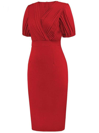 Cap Point Olivia Gorgeous Pencil Short Sleeve Bodycon Vintage Wrap Bodycon Dress