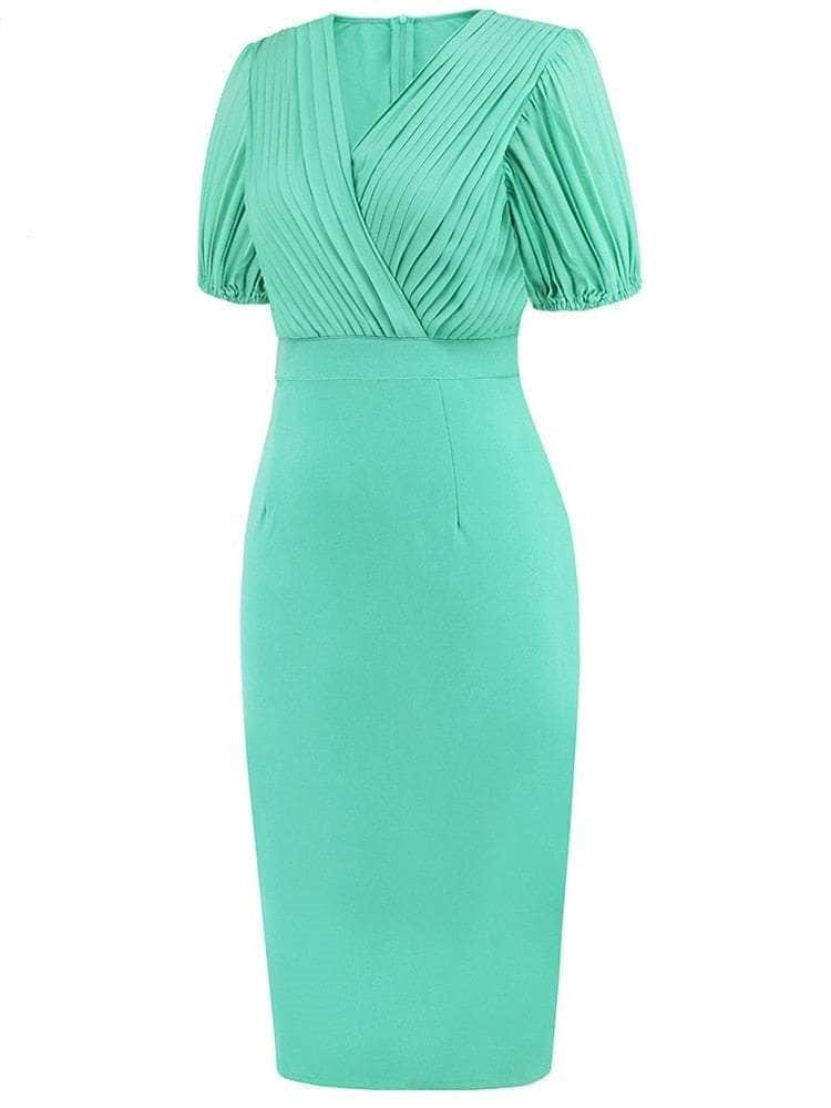 Cap Point Olivia Gorgeous Pencil Short Sleeve Bodycon Vintage Wrap Bodycon Dress