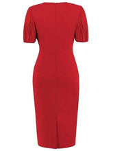 Load image into Gallery viewer, Cap Point Olivia Gorgeous Pencil Short Sleeve Bodycon Vintage Wrap Bodycon Dress
