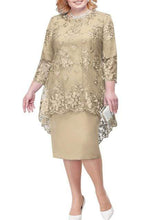 Load image into Gallery viewer, Cap Point On Point Lace Mother Of The Bride Dress
