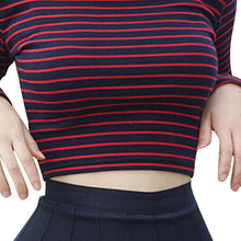 Load image into Gallery viewer, Cap Point One size / Red black Chic Turtleneck Long Sleeved Short Bustier Crop Top
