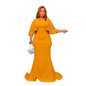 Cap Point Orange / 14 New Tando Elegant Evening Party Bodycon Maxi Dress