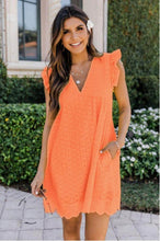 Load image into Gallery viewer, Cap Point Orange / 2XL Agathe  Summer Sleeveless Jacquard Cutout V-Neck Beach Lace Dress
