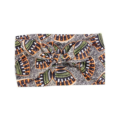 Cap Point Orange bow African Print Stretch Bandana