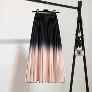 Cap Point orange / One Size Fashion Pleated Elastic High Waist Mid-Calf Skirt